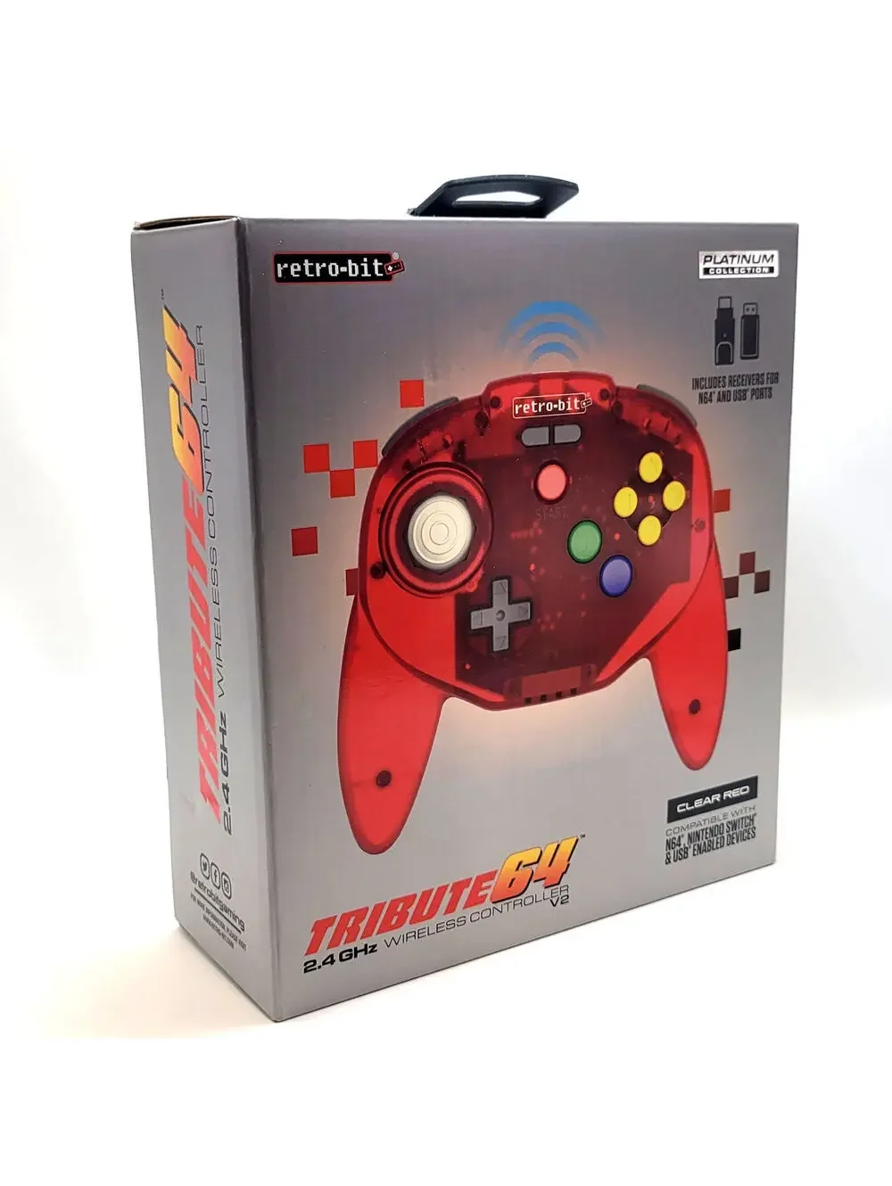 Tribute64 2.4GHz Wireless Controller - N64, Switch, & USB - Watermelon Red